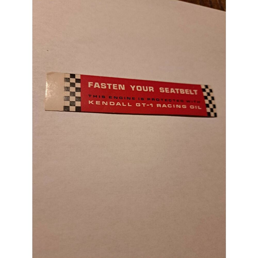 Vintage Rare Fasten Seat Belt Kendall GT-1 Racing Oil Rat Hot Rod Sticker Decal